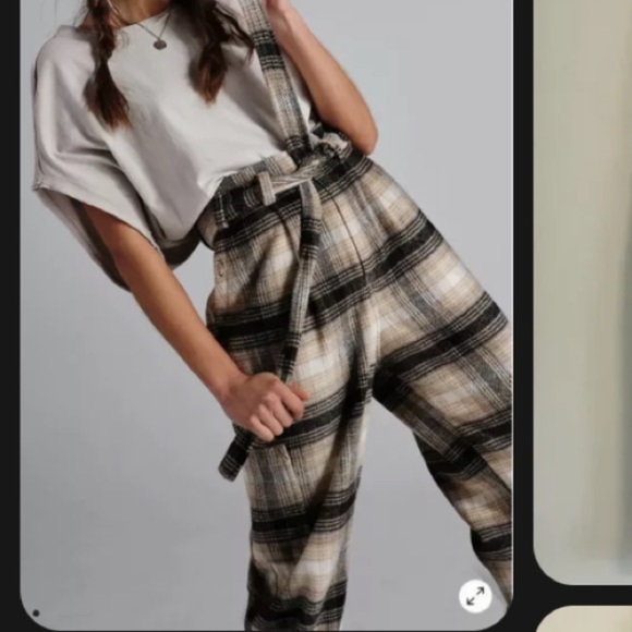 FREE PEOPLE Kye Wool Plaid High Rise Trousers Pants (Size 2) - Picture 5 of 6